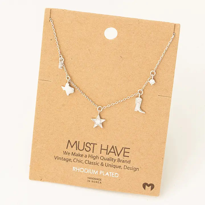 Fame - Texas star boots bedelketting goud of zilver
