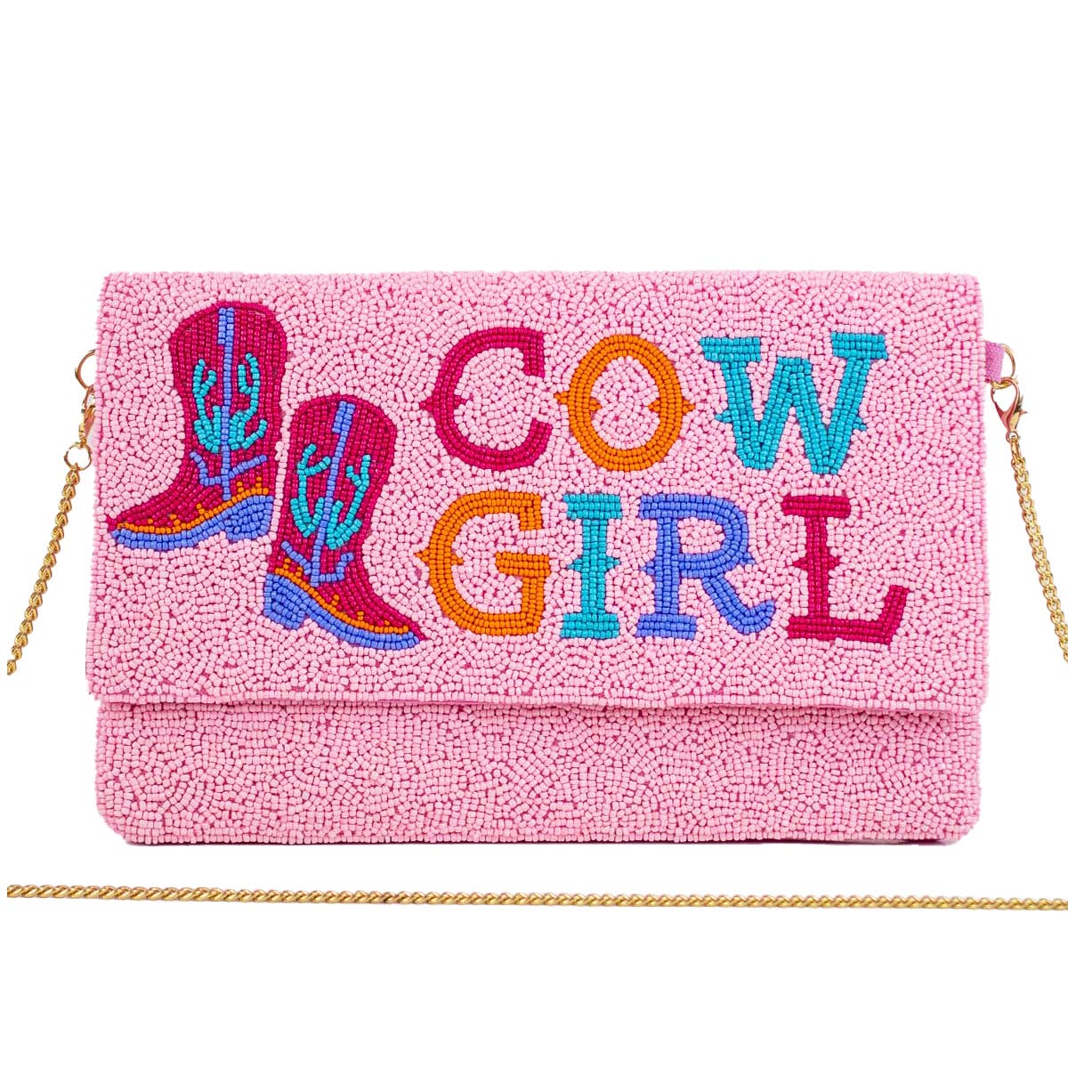Royal Standard - Beaded Bag Cowgirl Kralen Clutch Roze/ Multicolor