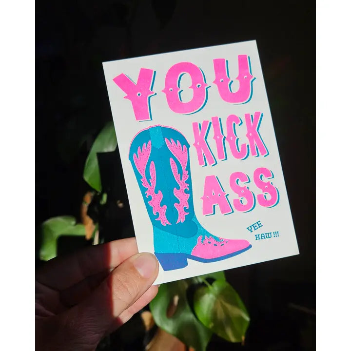 Studio Inktvis - Wenskaart You kick ass Roze