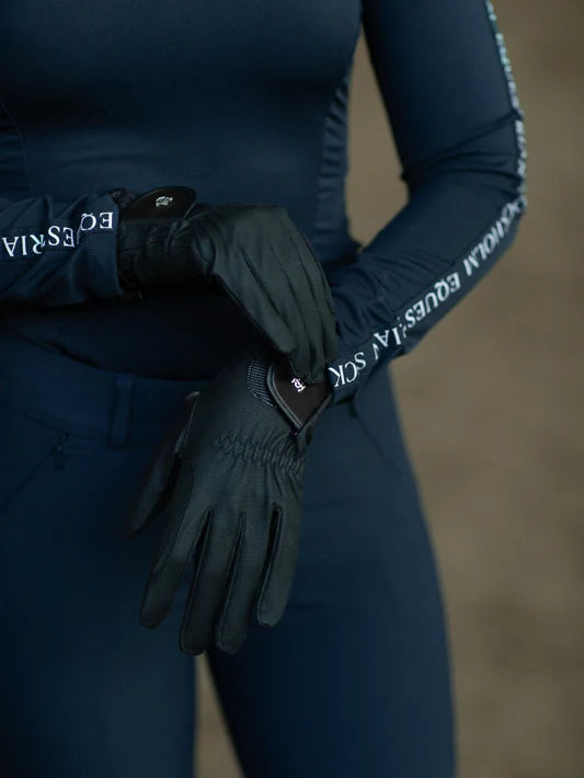 Equestrian Stockholm - Colección Core - Guantes de Equitación Edición Negra Motion paardrijhandschoenen