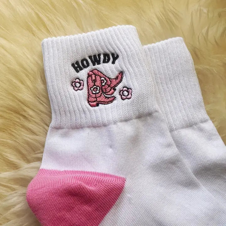 Wildflower Co - Geborduurde sokken van Howdy Cowgirl