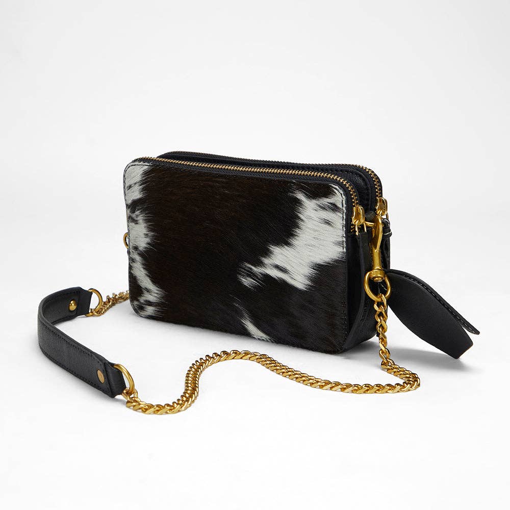 Myra Bag - Loyal West Shell Crossbody tasje koeienhuid zwart & wit