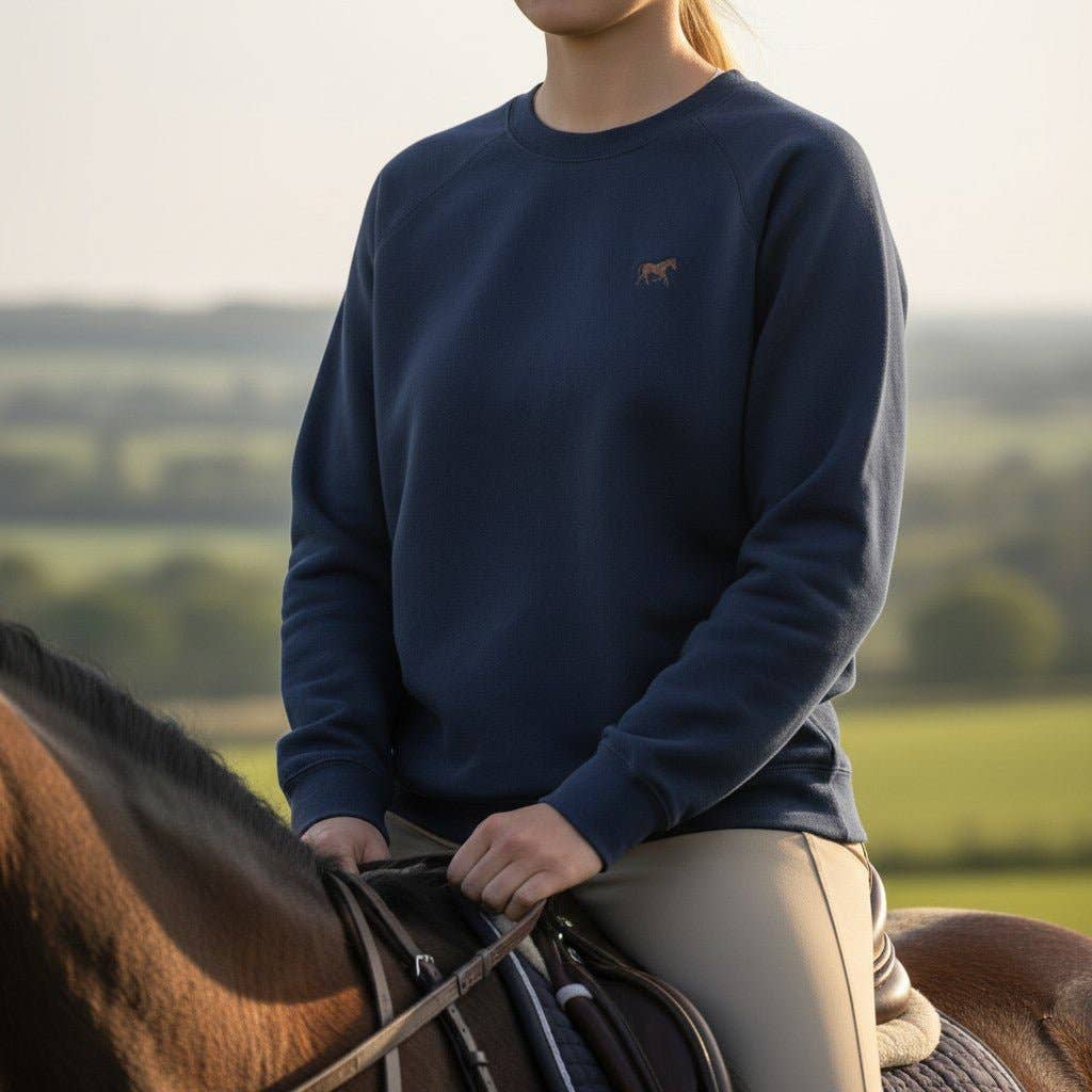Bridle Up Hope - Heritage Navy Embroidered Horse Sweatshirt