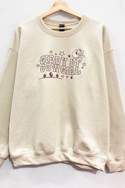 Sweet Claire - Bestickter Giddy-Up Cowgirl Sweatshirt Pullover