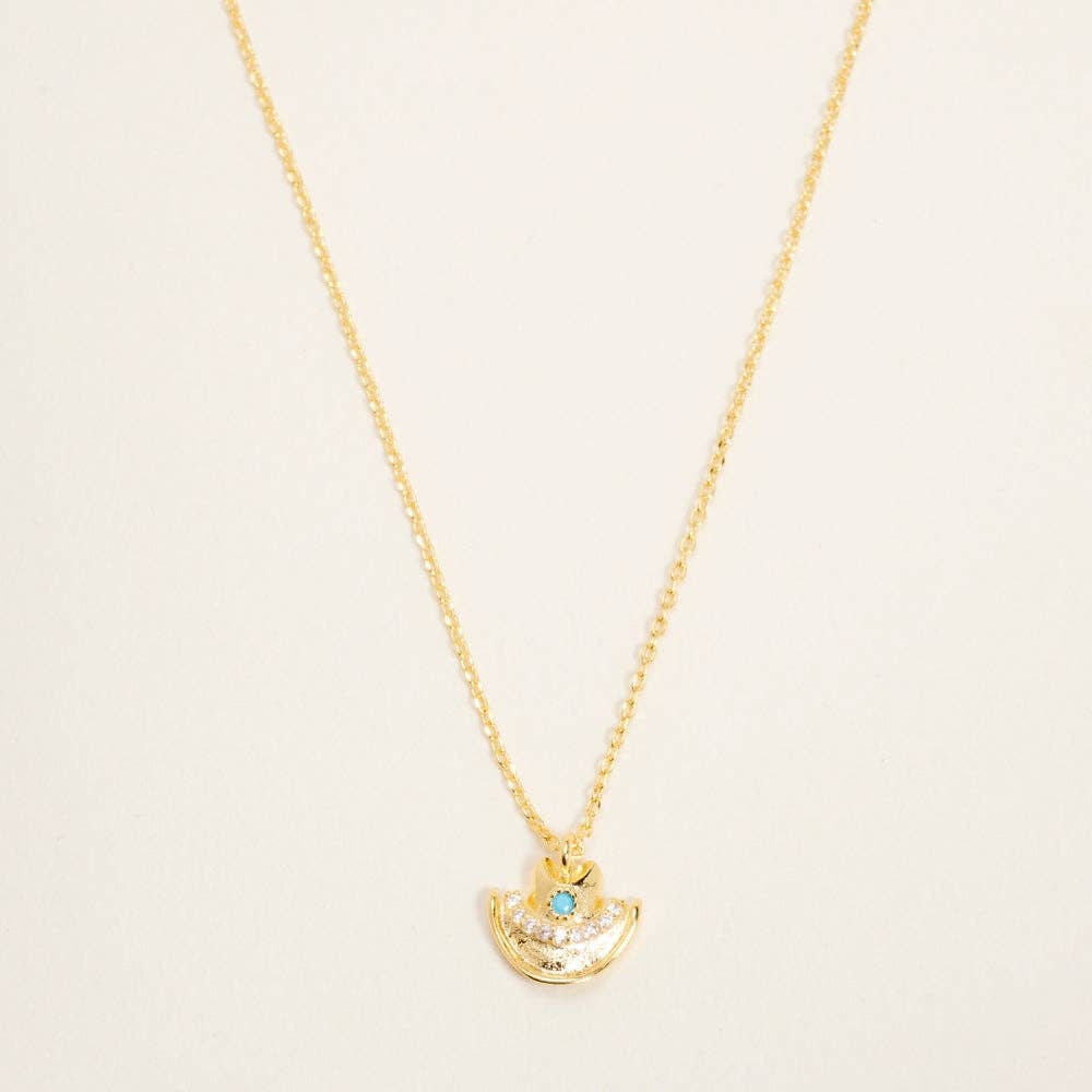 Designature - Collier rodéo chapeau de cowgirl western plaqué or avec turquoise et zircone cubique