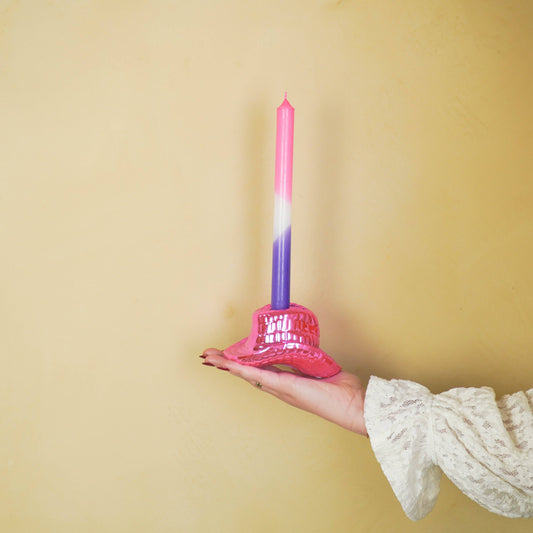 Housevitamin - Candle Holder Cowboy Hat Ceramic Pink