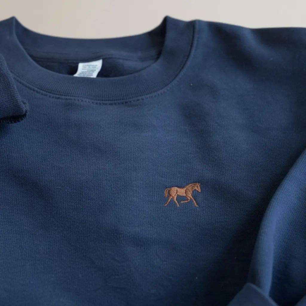Bridle Up Hope - Heritage Navy Embroidered Horse Sweatshirt