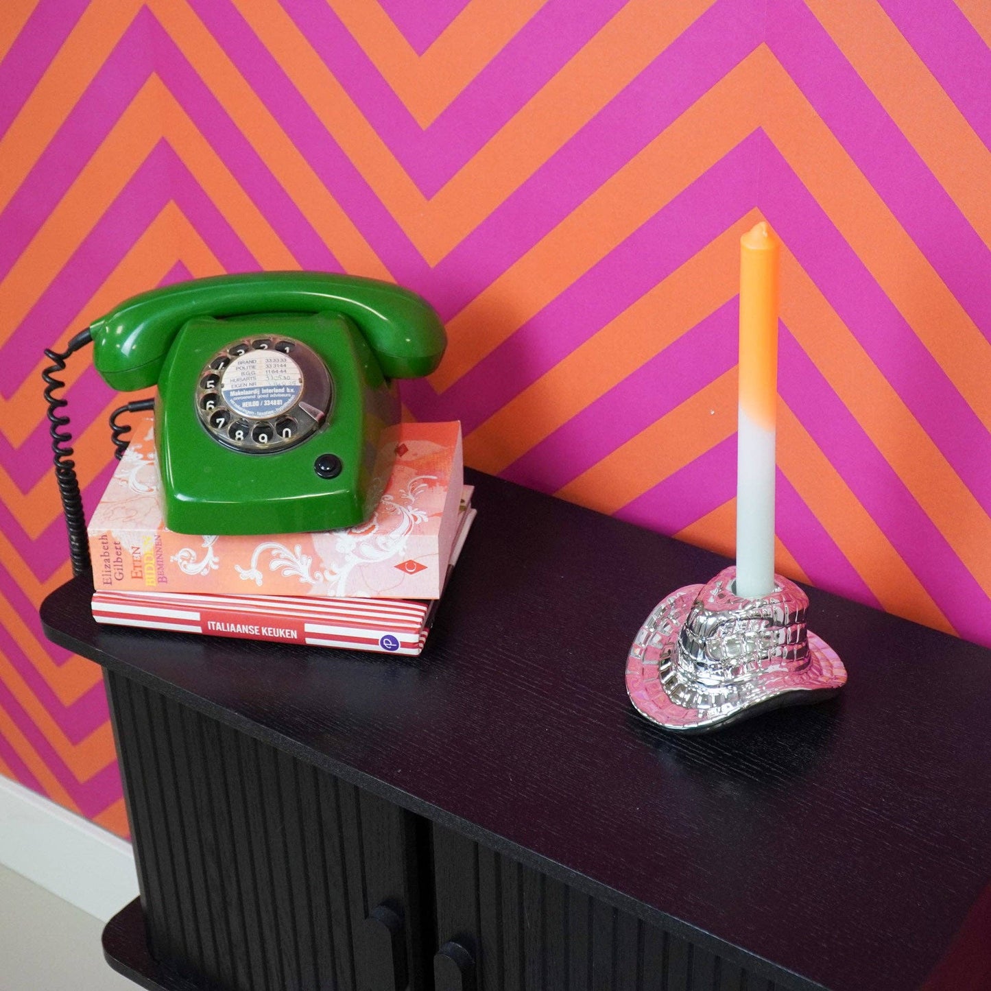 Housevitamin - Candle Holder Cowboy Hat Ceramic Silver