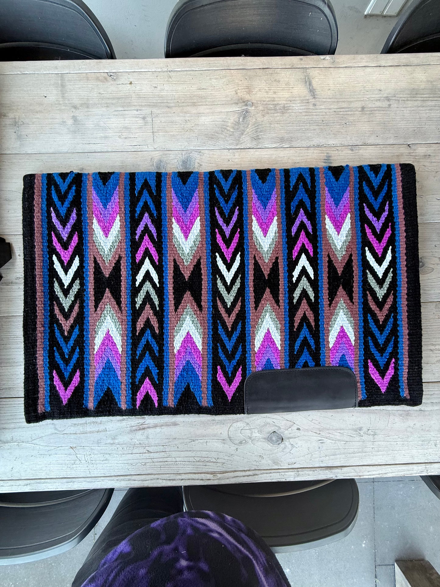 SB062 - Western oversized showblanket A - Zwart, blauw, paars