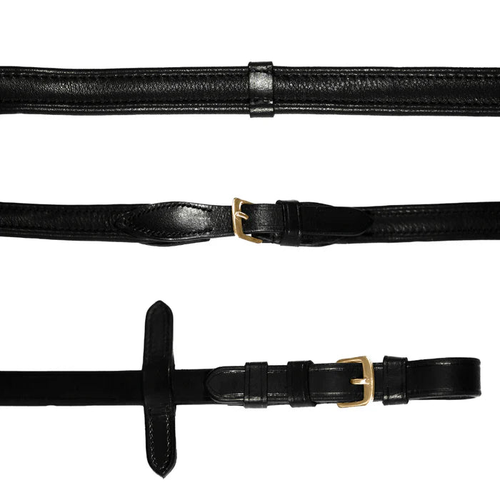 Lumiere - Zügel Nappaleder schwarz unterlegt (gold/silber)