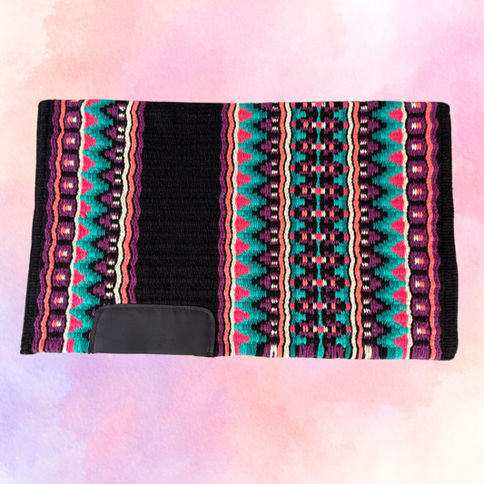 OP=OP - SB010 - Western oversized showblanket B - Zwart, turquoise, roze, paars