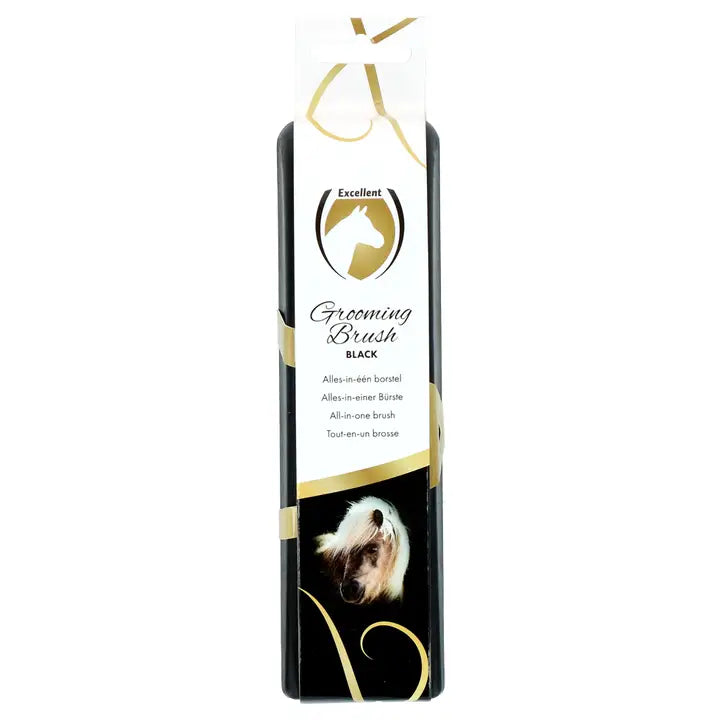 Excellent Horse - Grooming brush massage- en harenborstel M/L zwart/roze