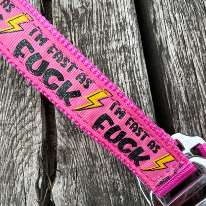 FMH - Nylon roze halster ‘Fast as F*CK’
