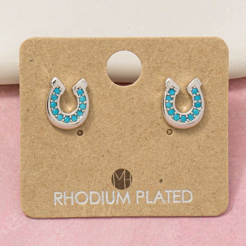 Fame - Clous d’oreilles fer à cheval western turquoise