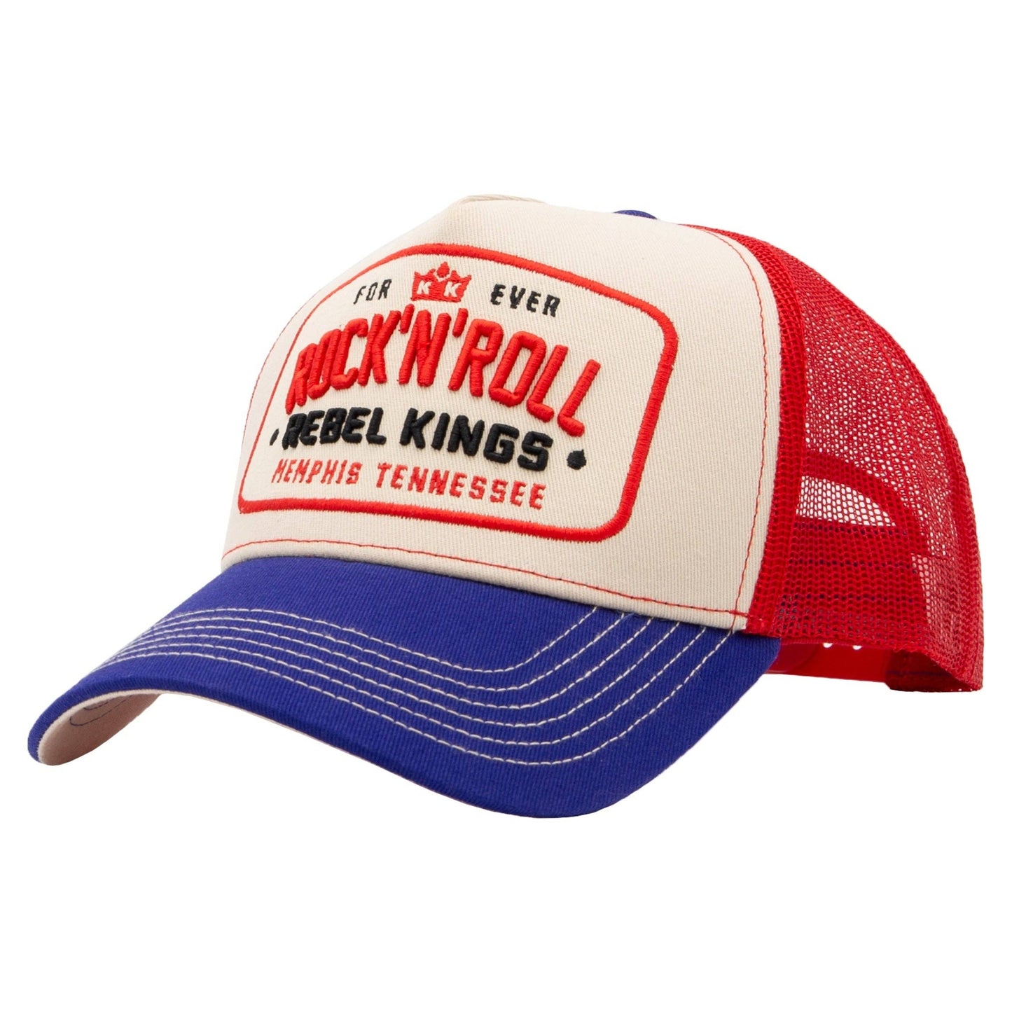 King Kerosin - Truckerpet Forever Rock'n'Roll pet in beige/blauw/rood
