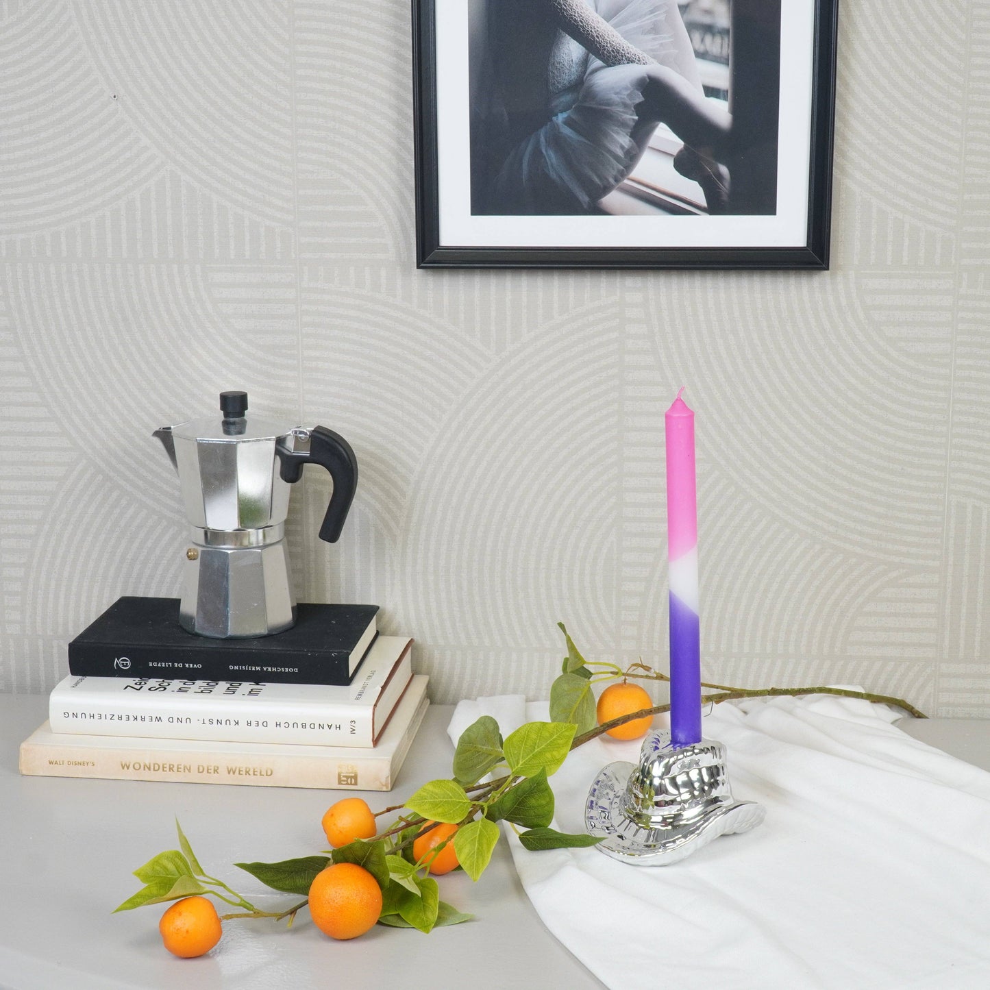 Housevitamin - Candle Holder Cowboy Hat Ceramic Silver