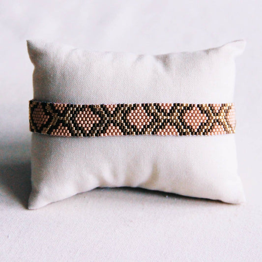 Bazou - Armband weven met slangenpatroon bruin/beige