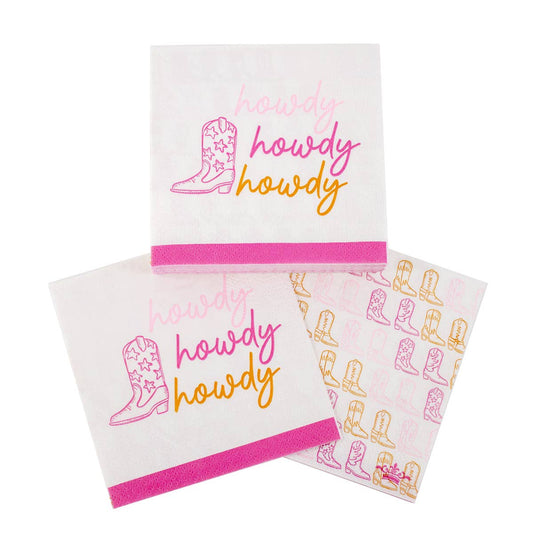 Royal Standard - Howdy Cowgirl cocktailservetten wit/roze/oranje 5x5