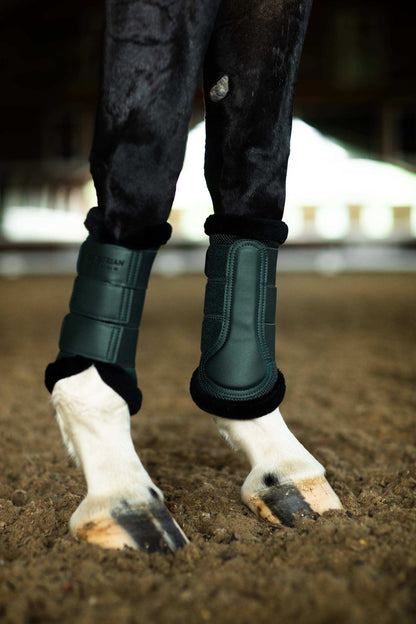 Equestrian Stockholm - FW26 Sycamore Green - Fur Mesh Brushing Boots beenbeschermers
