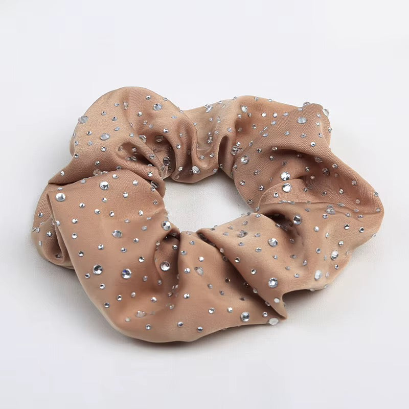 FMH - Luxe Scrunchie elastiek met strass glitter dressuurknot knotband (div. kleuren)
