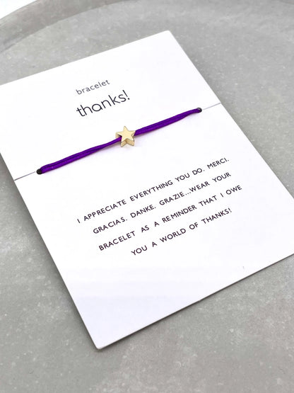 Parsley & pepper - Thanks thank you Star bracelet (various colors)