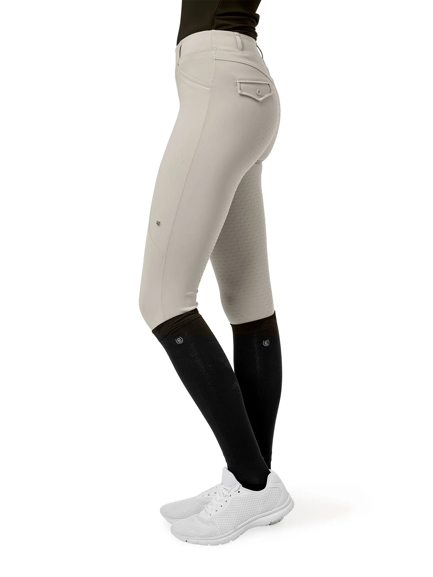 Equestrian Stockholm - SS26 - Tights da equitazione greige Premium (full-seat)