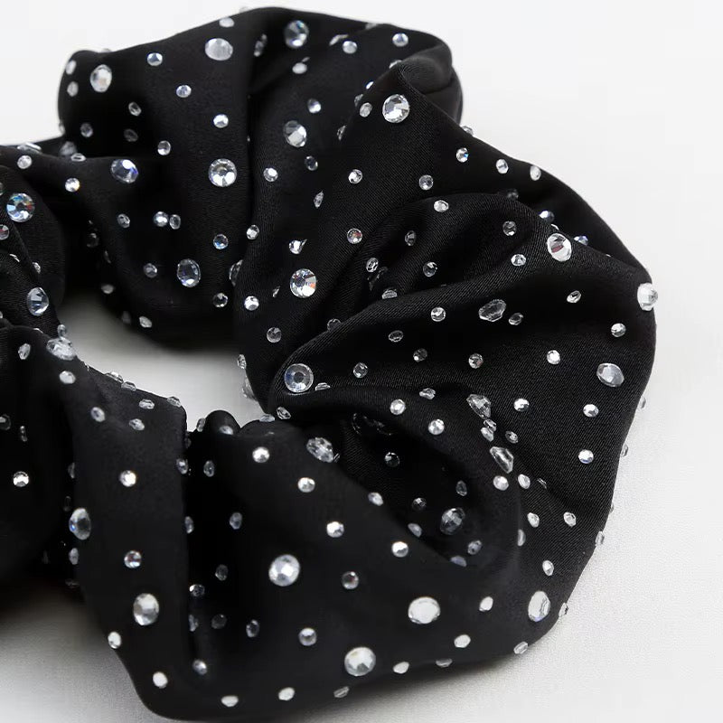 FMH - Luxe Scrunchie elastiek met strass glitter dressuurknot knotband (div. kleuren)
