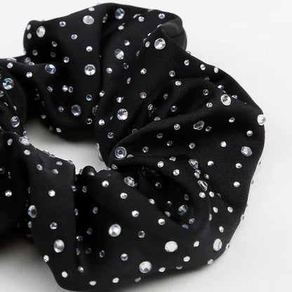 FMH - Luxe Scrunchie elastiek met strass glitter dressuurknot knotband (div. kleuren)