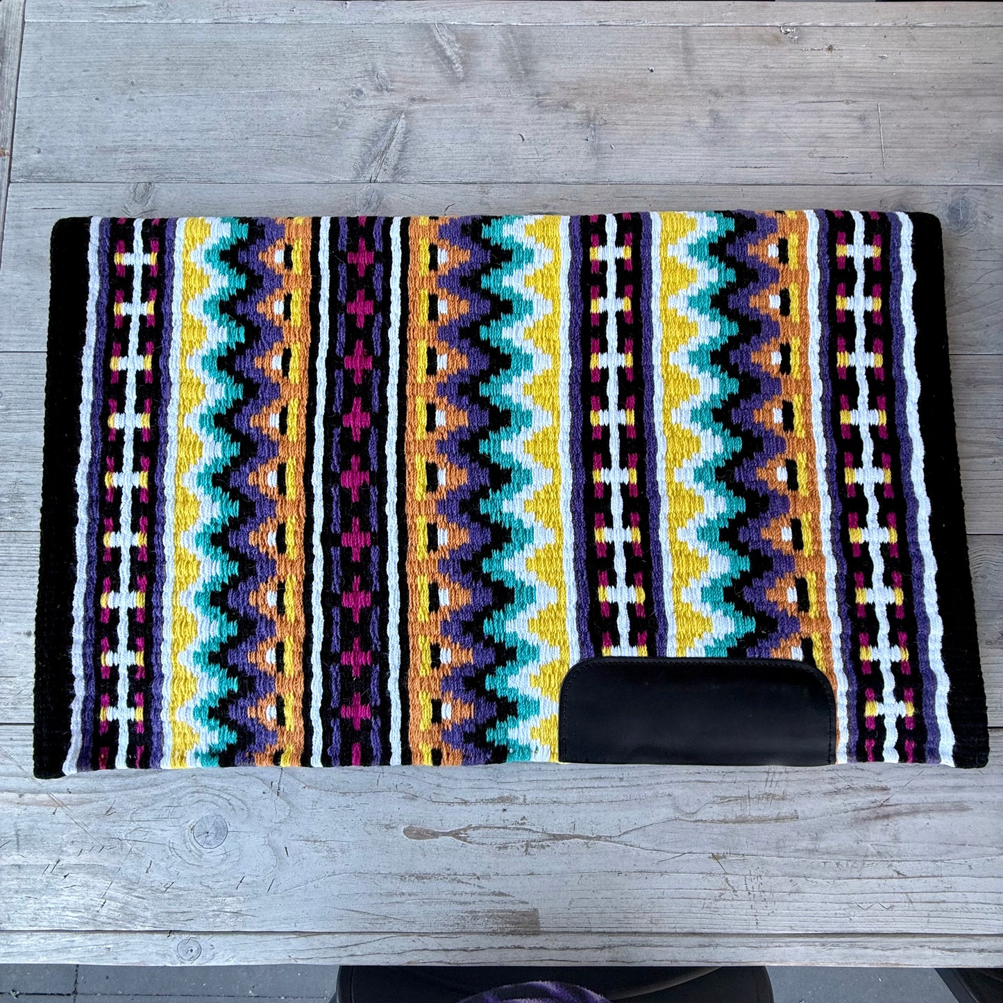 SB069 - Western oversized showblanket A - Zwart, paars, geel, mint