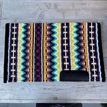 SB069 - Western oversized showblanket A - Zwart, paars, geel, mint
