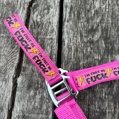 FMH - Nylon roze halster ‘Fast as F*CK’