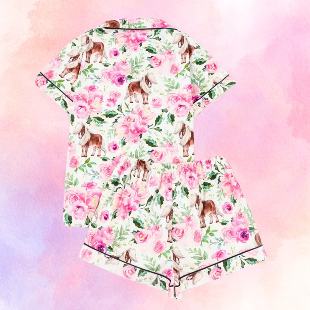 FMH - Damen Sommer Pyjama Set/ Hausanzug Shetland Rose