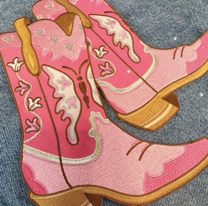Wildflower Co - Pink Cowgirl Western XL Rückenpatches Stiefel/ Howdy