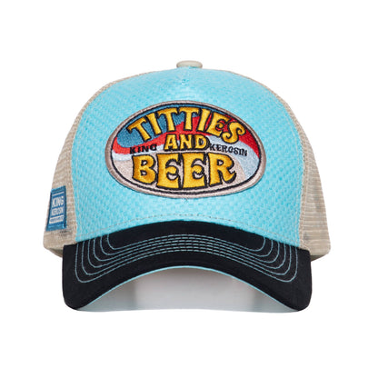 King Kerosin - Trucker-Cap Titties & Beer beige/blau