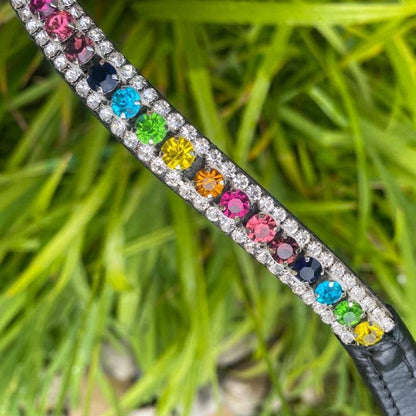 Lucas & Lilli - Diamante Stirnband schwarzes Leder Rainbow