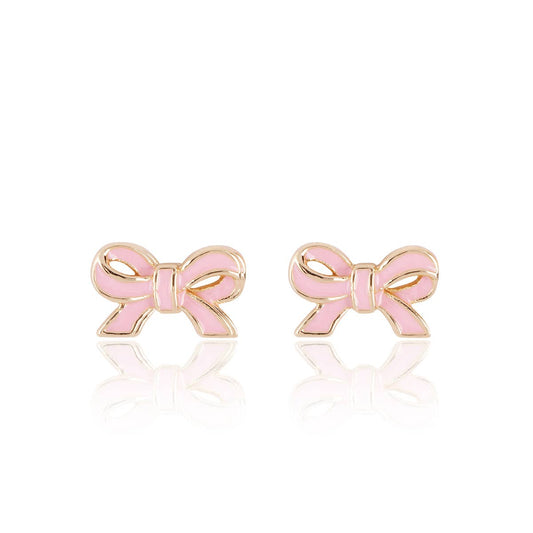 Girl Nation - Mooie roze cutie oorknopjes met strik