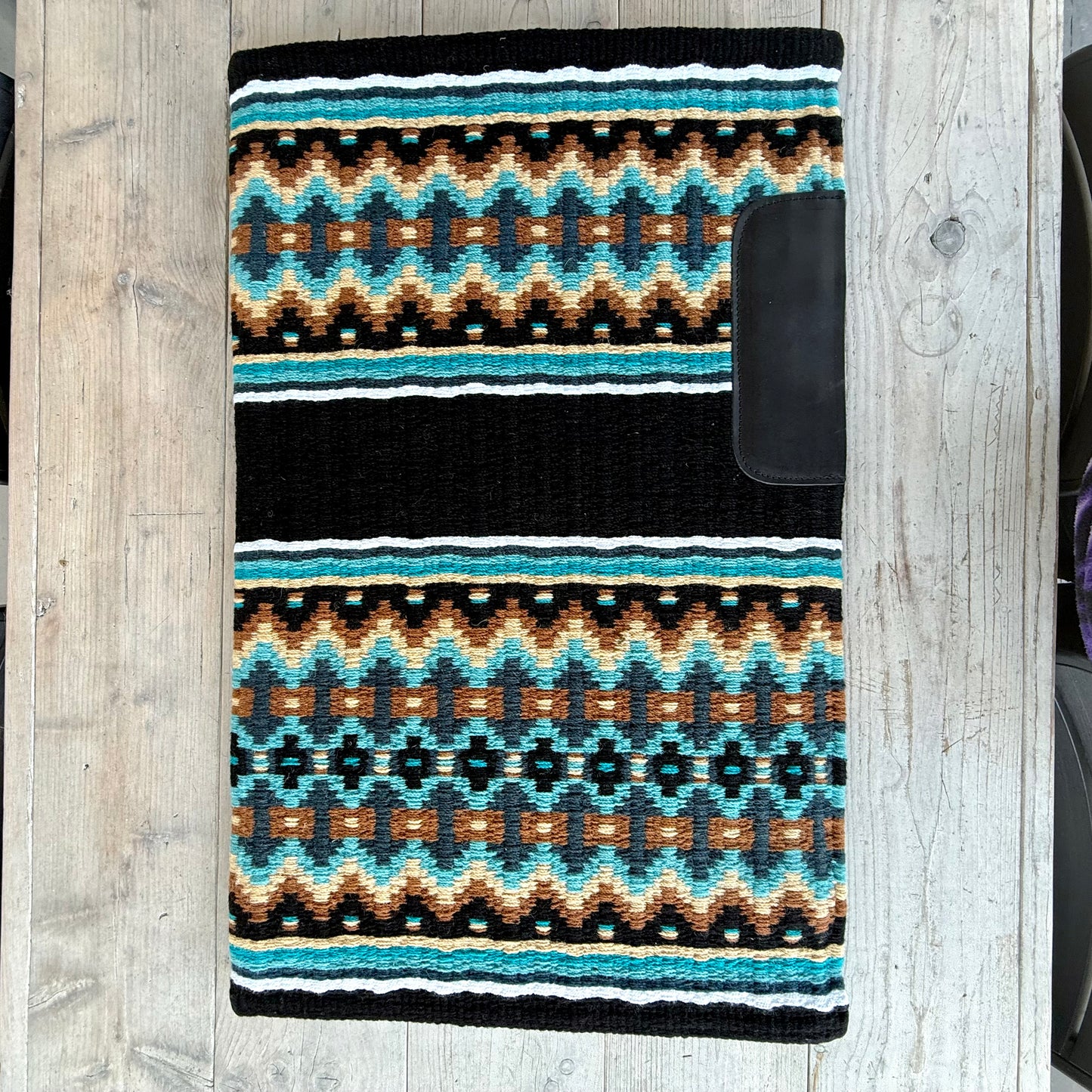 SB047 - Western oversized showblanket A - Zwart, camel, grijsblauw