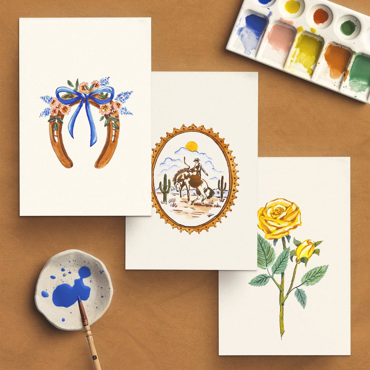 Antiquaria - Aquarelverfset Vintage Cowboy hoefijzer