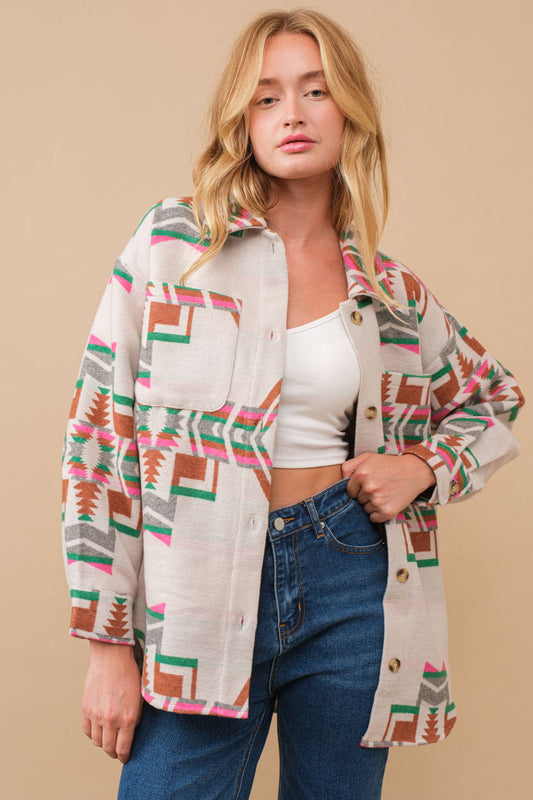 Blue B - Exclusive Jacket met Azteeks patroon en knoopsluiting