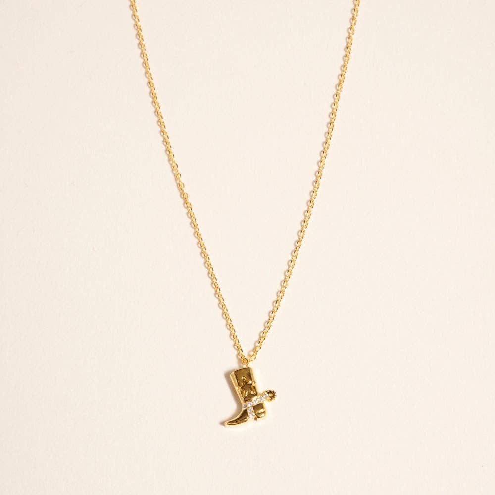 Designature - Gold Plated Cowgirl Western Boots Necklace