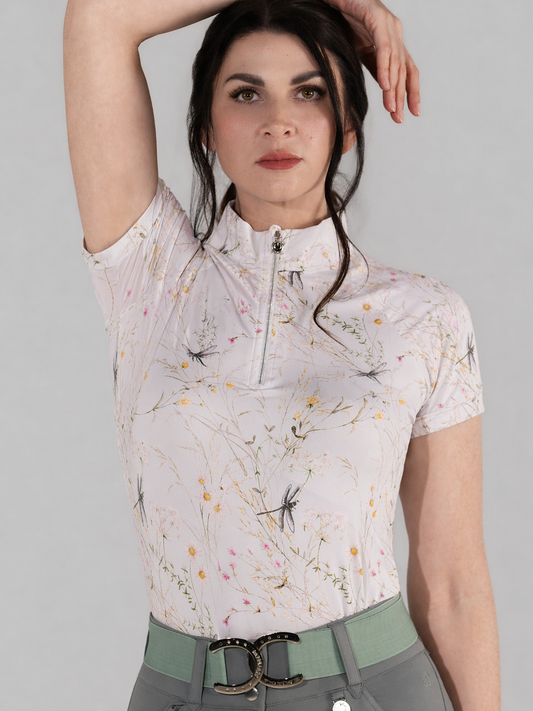 Dapplebay - Dragonfly Meadow Pink 1/4 Rits SS Rijshirt