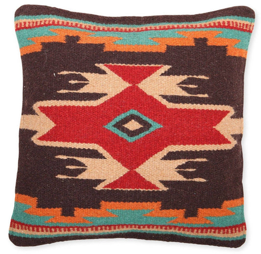 El Paso - Wool Maya moderne kussenhoes bruin/rood #7
