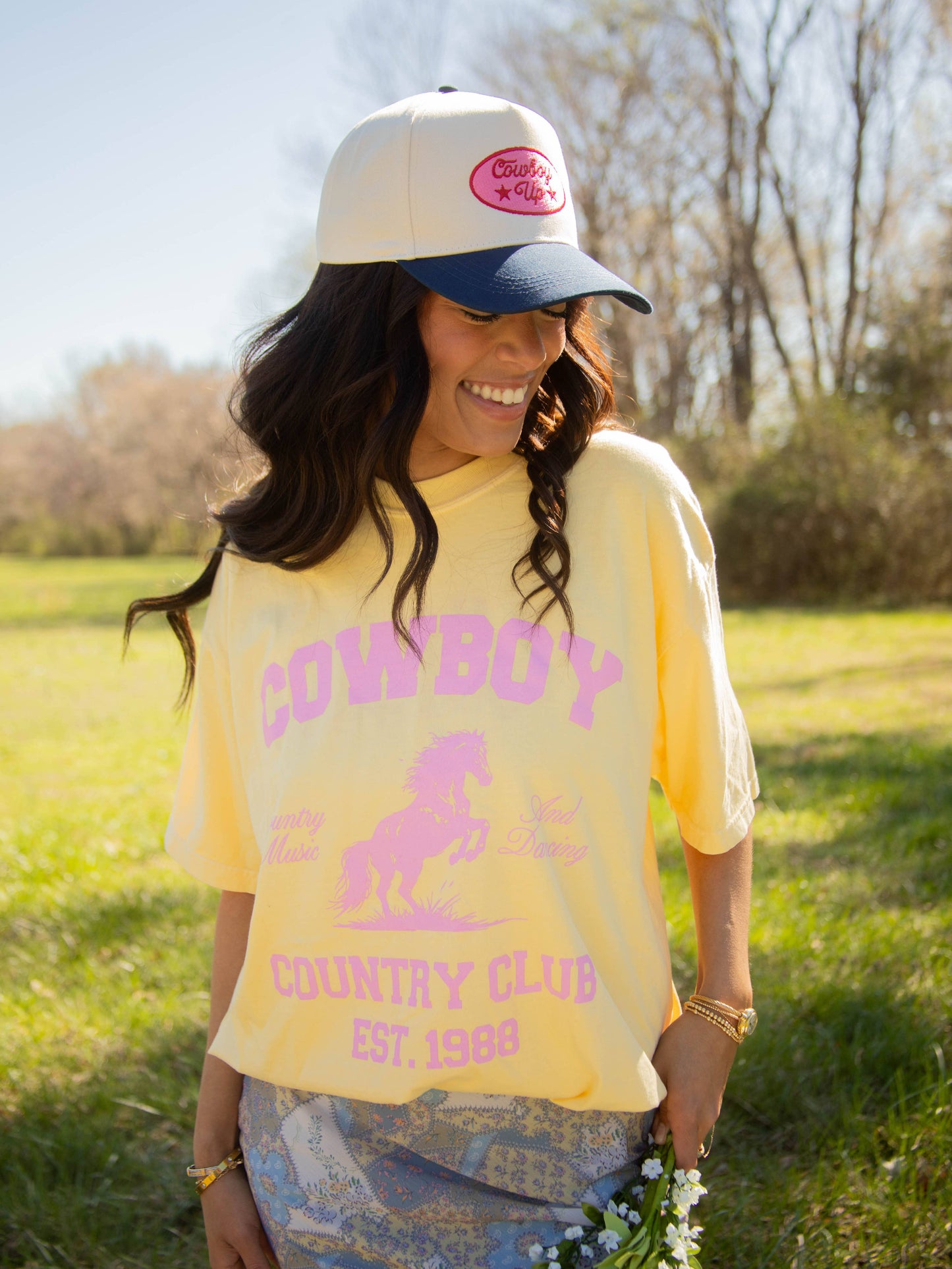 Charlie Southern - Cowboy Country Club t-shirt pastelgeel roze