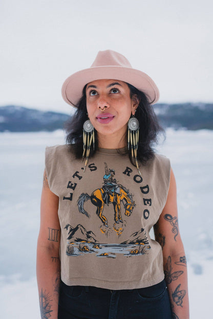 The Montana Scene - Let's Rodeo Muscle T-Shirt Verblasstes Braun