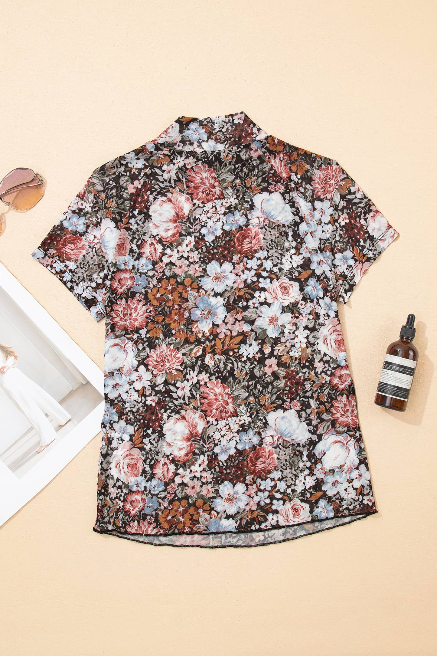 Pretty Bash - Bloemen Mesh col top korte mouw