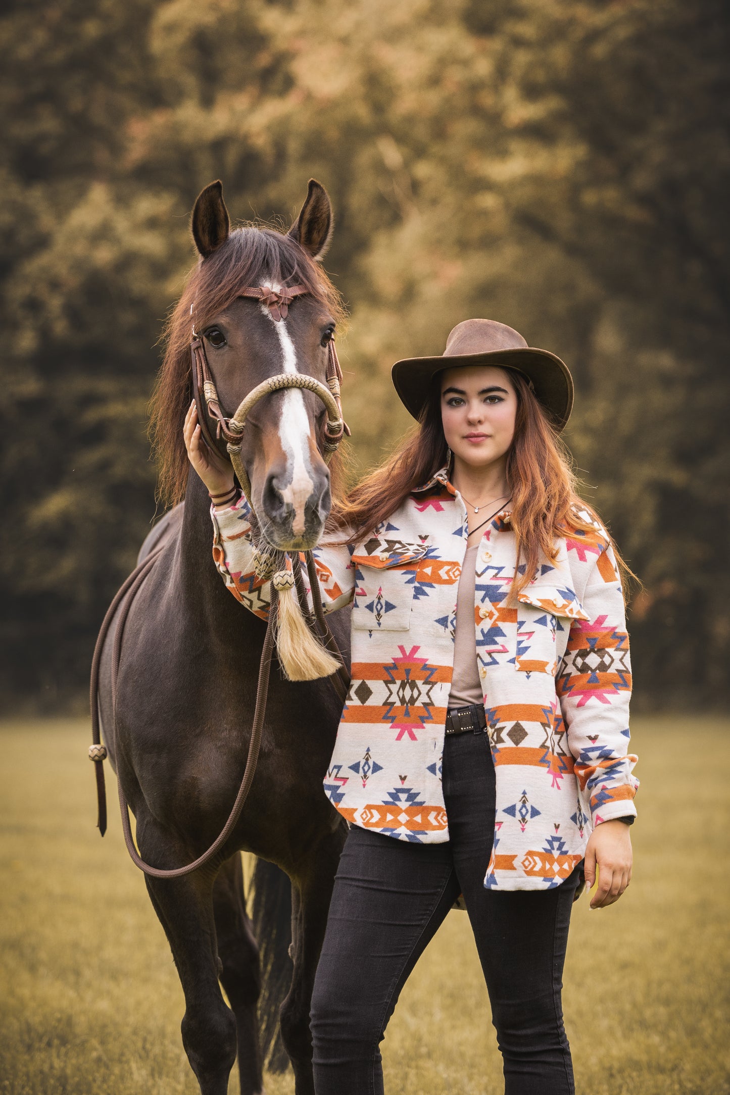 Blue B - Azteeks westernjack blouse van jacquard