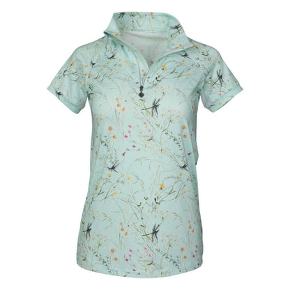 Dapplebay - Chemise d'équitation à manches courtes Dragonfly Meadow Green zip