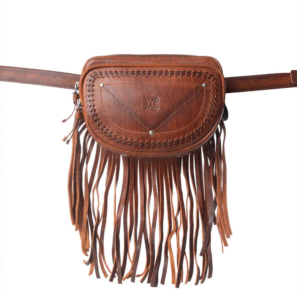Myra Bag - Marsupio western in pelle conciata con frange Zidana Stormy Trails