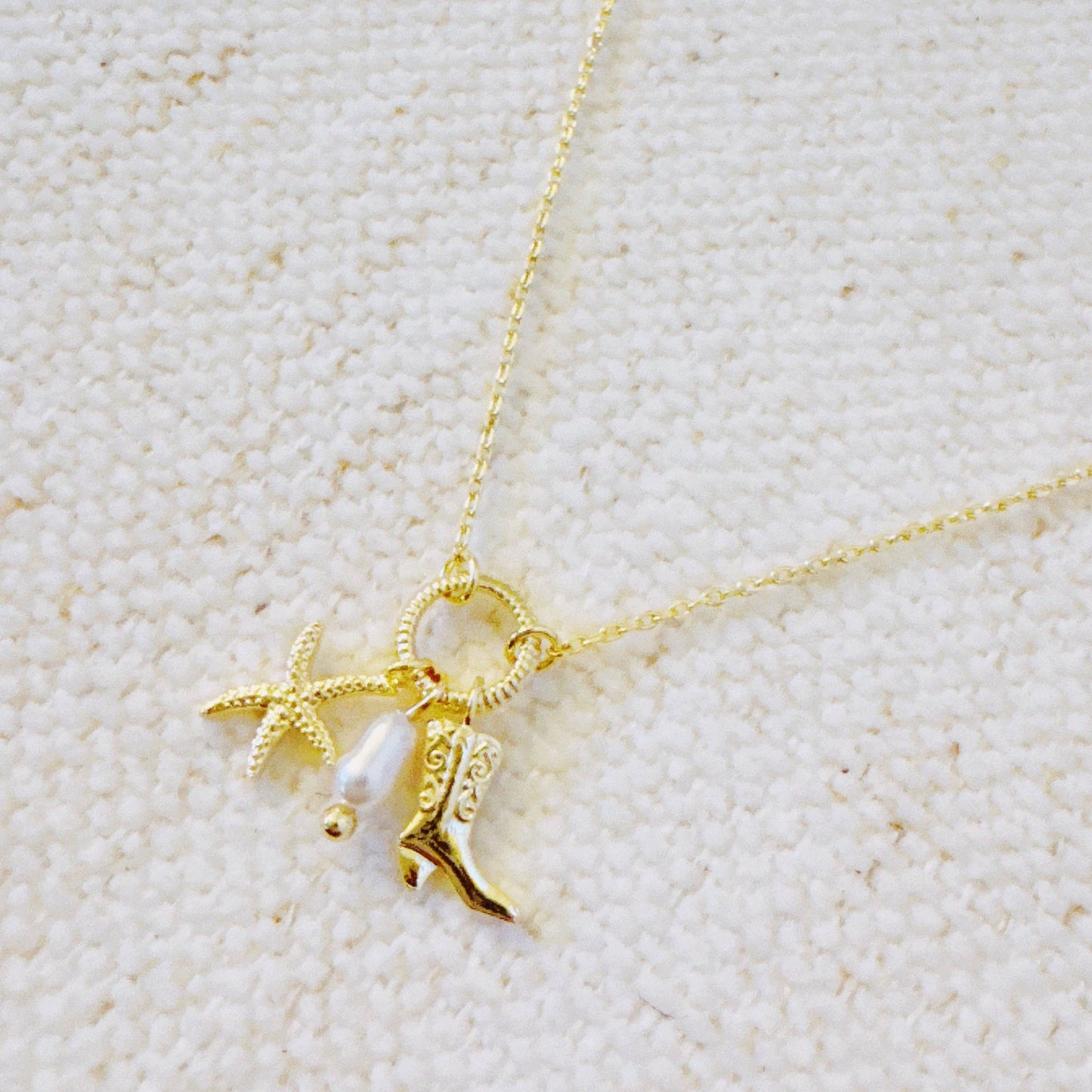 Ellison &amp; Young - Gold-Colored Coastal Cowgirl Necklace with Starfish and Western Boot Charms