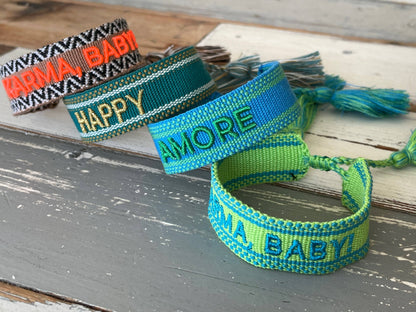 Parsley & Pepper - Karma, Baby! Armband Karamell/Schwarz/Weiß/Neonorange